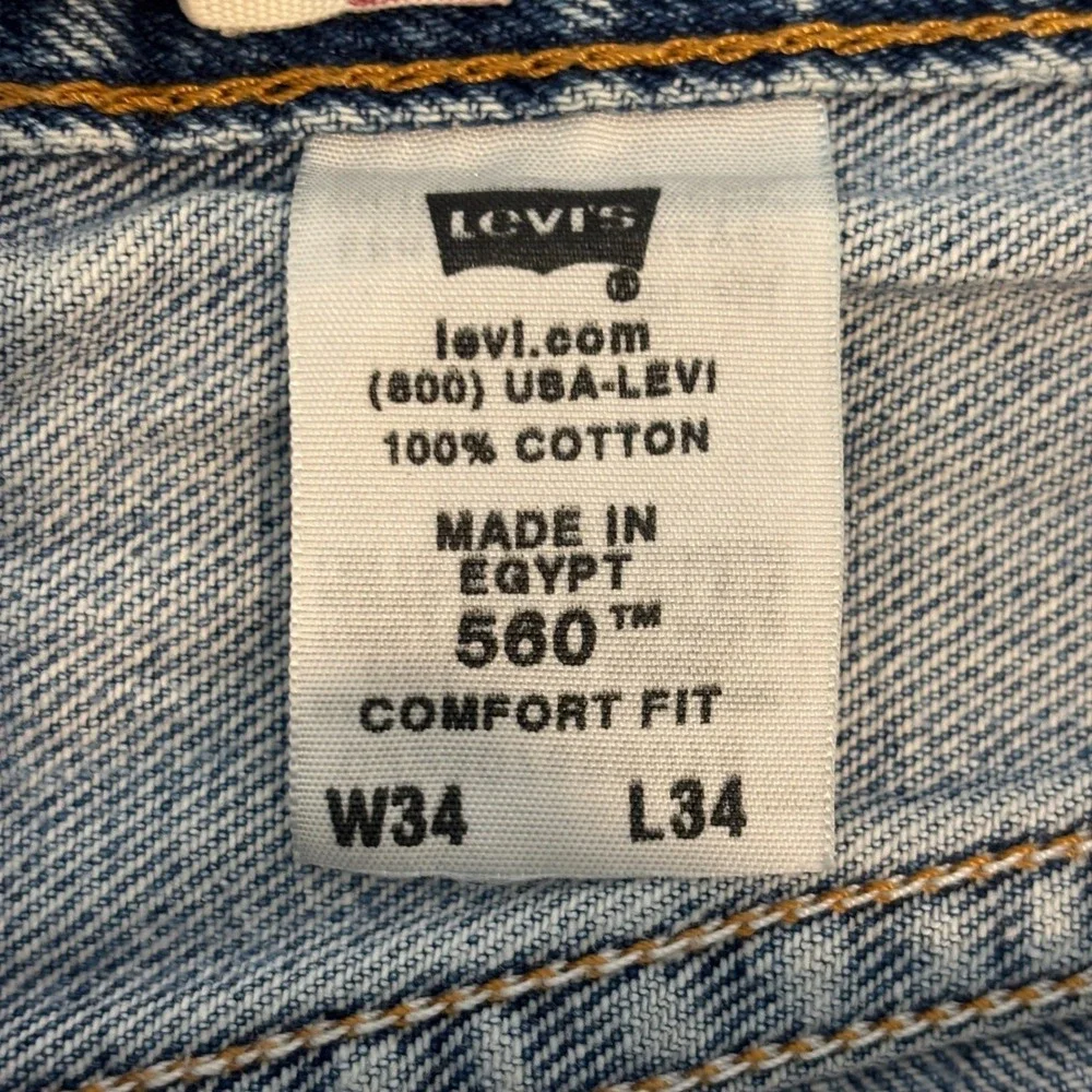 Levi's 560 Comfort Fit Relaxed Blue Jeans Mens 34x33 More Room in Seat Thighs
